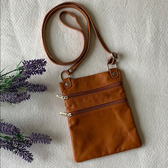 Vera Pelle Handbags - Vera Pelle | Small brown leather crossbody bag